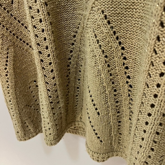 Vintage Cache Metallic Gold Knit V neck Loose Knit Slouchy Sweater - Picture 4 of 12